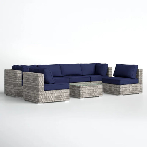 Seating Set With Cushions Handcrafted Wicker Design