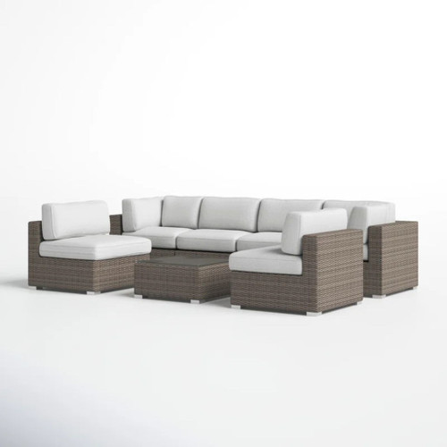 Seating Set With Cushions Handcrafted Wicker Design