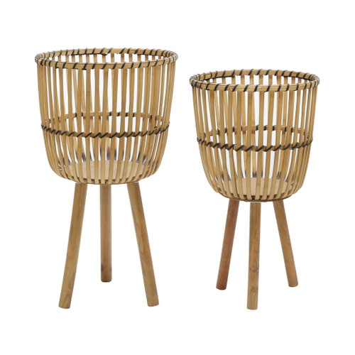 Wicker Footed Planters 10 / 12" (Set of 2) - Natural Wicker Footed Planters 10 / 12" (Set of 2) - Natural