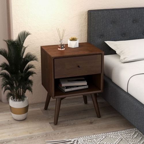 Caroline - Mid-Century Modern Style Night Stand - Brown Caroline - Mid-Century Modern Style Night Stand - Brown