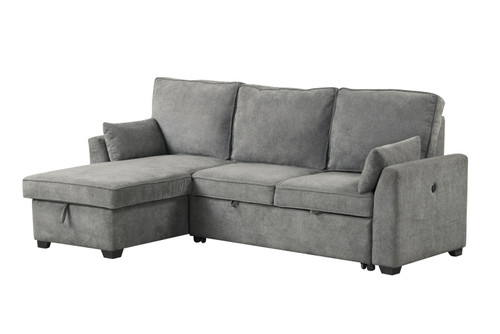 Ember - 92"W Fabric Sleeper Sectional with Reversible Storage Chaise