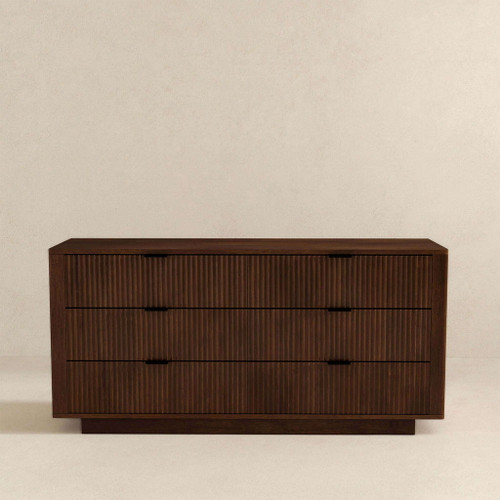 Lola - Mid-Century Modern Dresser With 6 Drawers - Dark Brown
