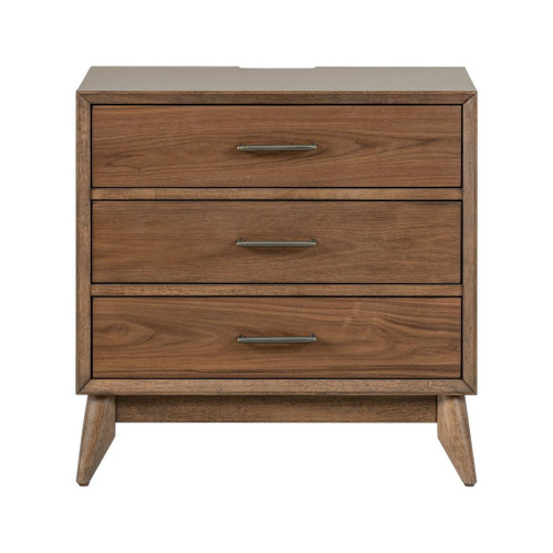 Century Modern - Nightstand With Charging Station - Light Brown