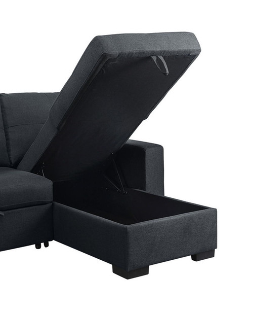 Lucas - Sleeper Sectional Sofa With Reversible Storage Chaise - Dark Gray