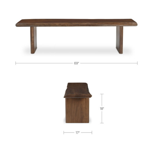 Lila - Small Dining Bench - Brown