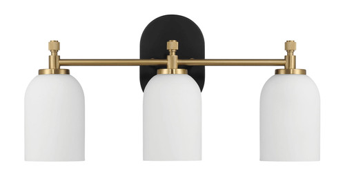 Meadows - 3 Lights Vanity Brush Bathroom Wall Light For Bathroom Over Mirror - Black / Gold / White