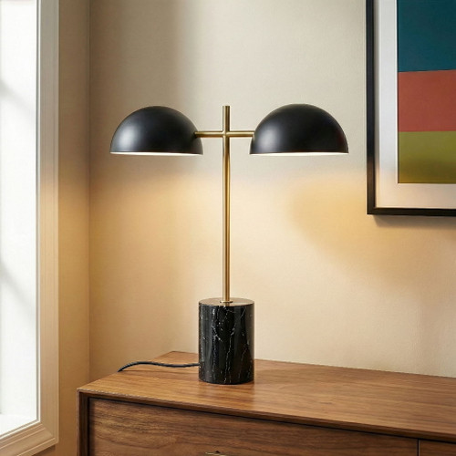Nova - Hydro Table Lamp With On / Off Switch Double Lamp - Black / Gold / Marble