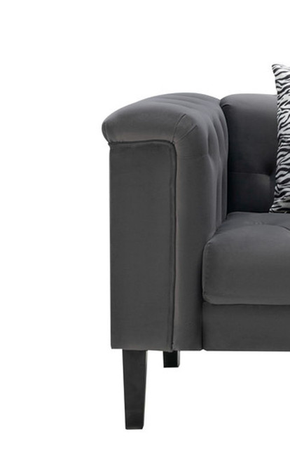 Mary - Tufted Chair With 1 Accent Pillow - Dark Gray