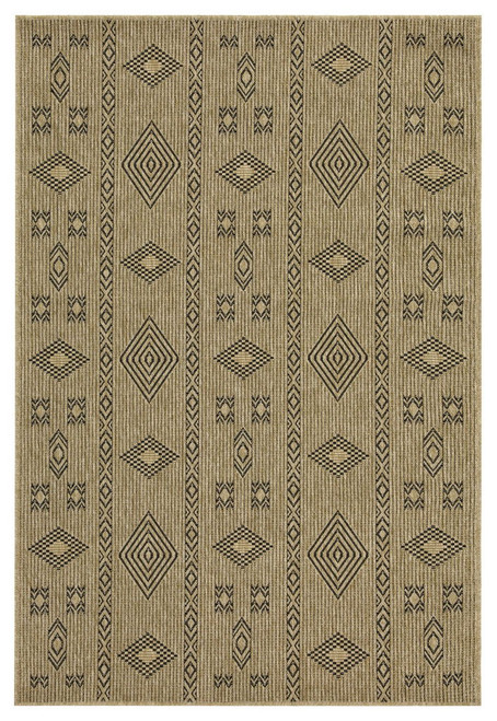 Earth - 2'7" X 7'3" Indoor, Outdoor Area Rug - Jute / Black