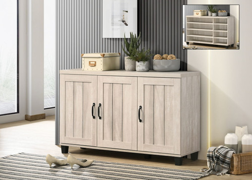 Corby - Oak Finish 3 - Door Shoe Cabinet - Dusty Gray Corby - Oak Finish 3 - Door Shoe Cabinet - Dusty Gray