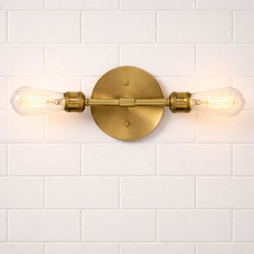 Reverie - Double Lights Bathroom Wall Sconce Over Mirror - Clear / Gold
