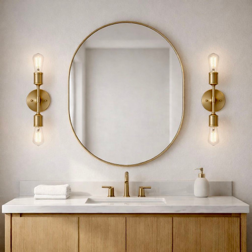 Reverie - Double Lights Bathroom Wall Sconce Over Mirror - Clear / Gold