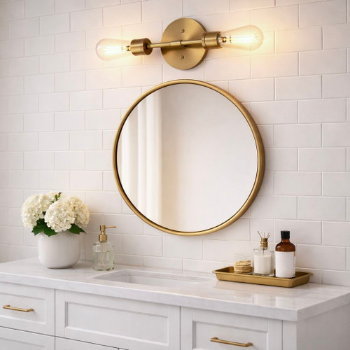 Reverie - Double Lights Bathroom Wall Sconce Over Mirror - Clear / Gold