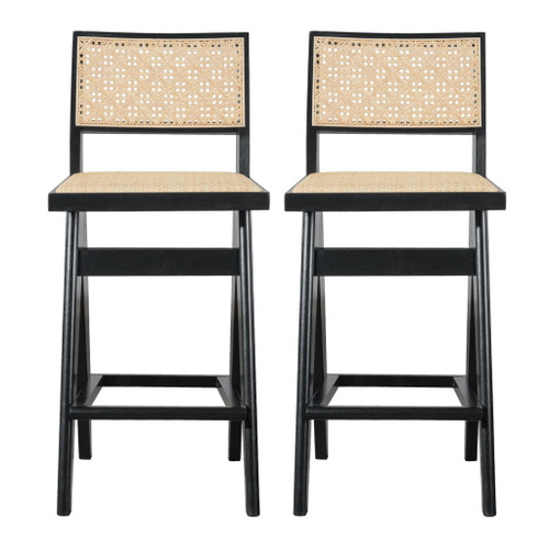 Keira - Bar Stool (Set of 2) - Black / Rattan Keira - Bar Stool (Set of 2) - Black / Rattan