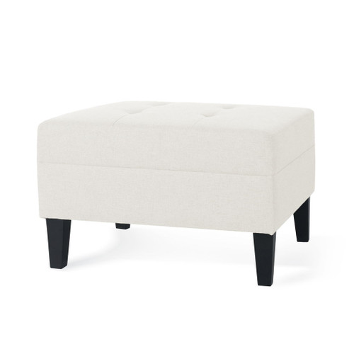 Classic Ottoman With Birch Wood Legs And Fabric Upholstery