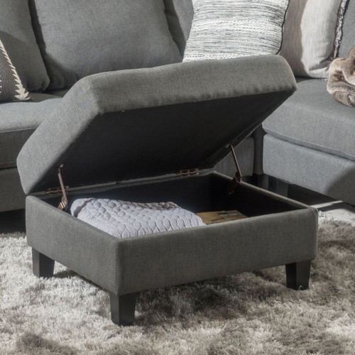 Ottoman With Birch Wood Legs And Cushioned Top For Comfort