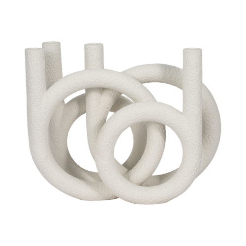 15" Looped 4 Taper Candleholder - White