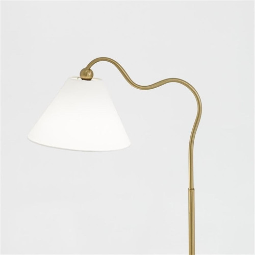 Ornate - Ring Base Curved Table Lamp With Triangle Drum Shade - Gold / White