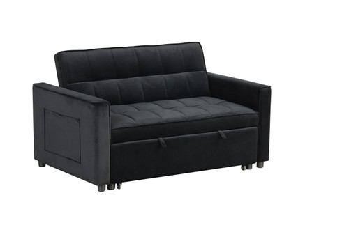Maeve - Convertible Sleeper Loveseat With Tufting and Side Pocket - Black