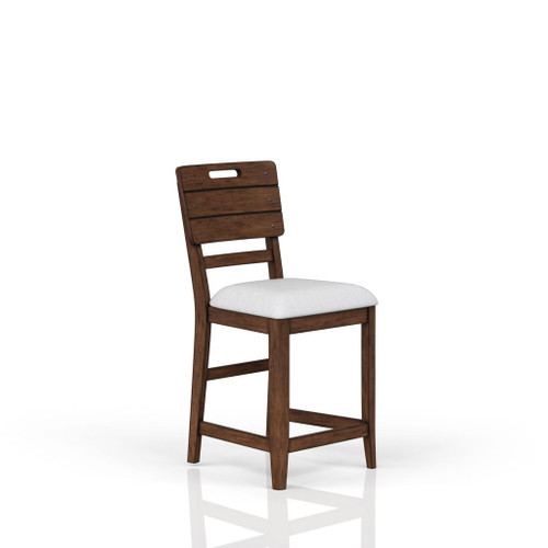 Casual Counter Stool Contrasting Upholstered Seat (Set of 2) - Brown Casual Counter Stool Contrasting Upholstered Seat (Set of 2) - Brown