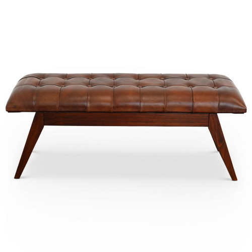 Maja - Mid-Century Modern Leather Bench - Cognac / Dark Brown Maja - Mid-Century Modern Leather Bench - Cognac / Dark Brown