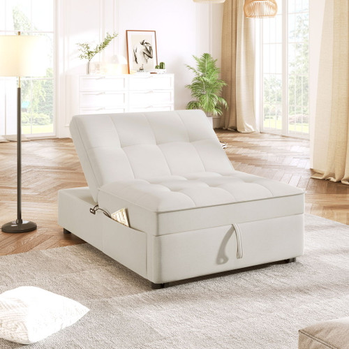 4 In 1 Sofa Bed, Multi Function Folding Ottoman Bed With Storage Pocket And USB Port For Small Room Apartment
