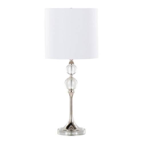 Clara - 26" Table Lamp (Set of 2) - Clear Crystal And Polished Nickel With White Linen Shade
