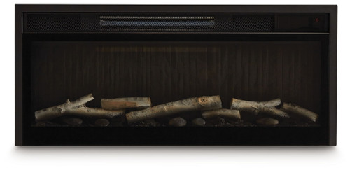 Entertainment Accessories - Black - Fireplace Insert With Faux Birch Log Set