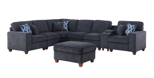 Gina - Sectional Sofa With Ottoman - Black