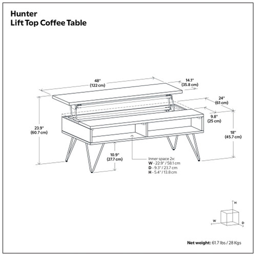 Hunter - Handcrafted Lift Top Coffee Table