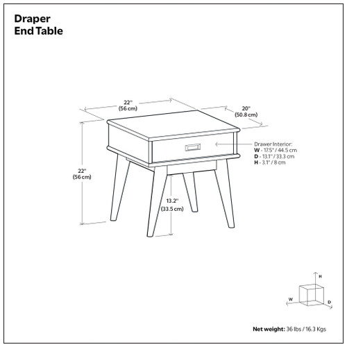 Draper - Handcrafted Mid Century End Table
