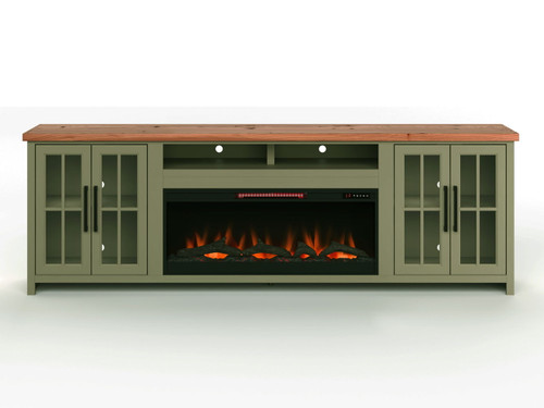 Vineyard - 97" Fireplace TV Stand Console For TVs Up To 100" - Sage Green And Fruitwood Finish