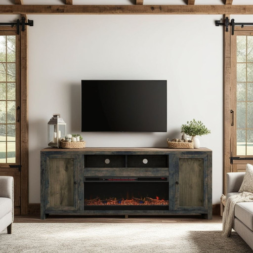 Joshua Creek - Electric Fireplace TV Stand For TVs Up To 95" - Barnwood