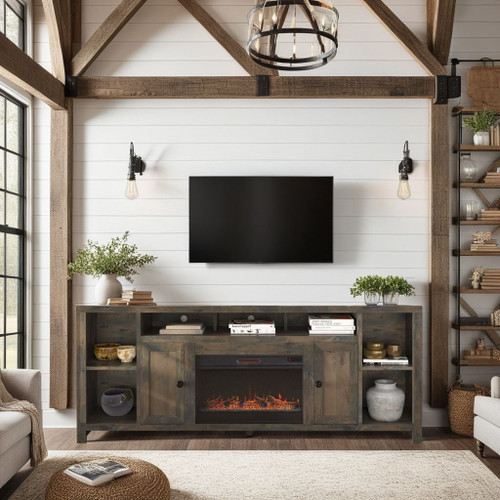 Joshua Creek - Electric Fireplace, TV Stand For TVs Up To 95" - Barnwood