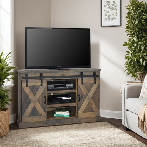 Farmhouse - Corner TV Stand - Barnwood