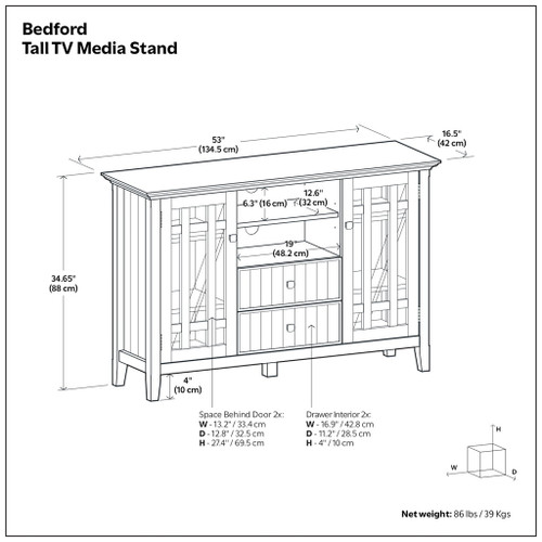 Bedford - Handcrafted Tall TV Media Stand