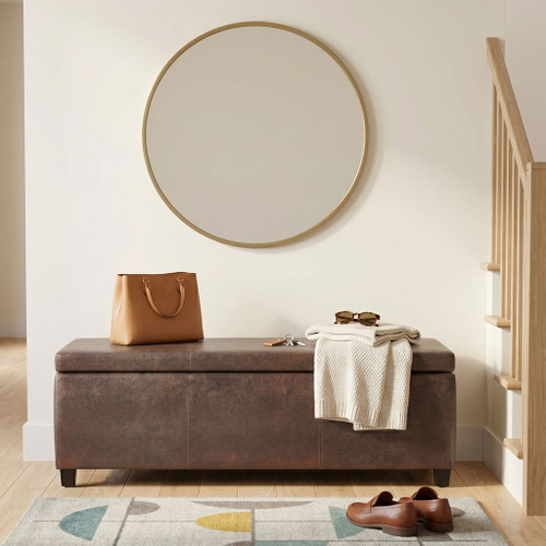 Avalon - Storage Ottoman Bench - Distressed Brown