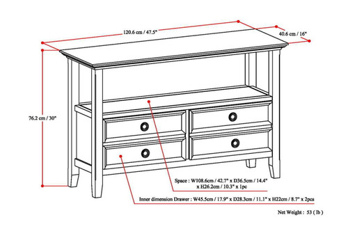 Amherst - Console Sofa Table, Handcrafted