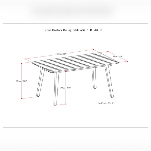Kona - Outdoor Dining Table - Light Teak