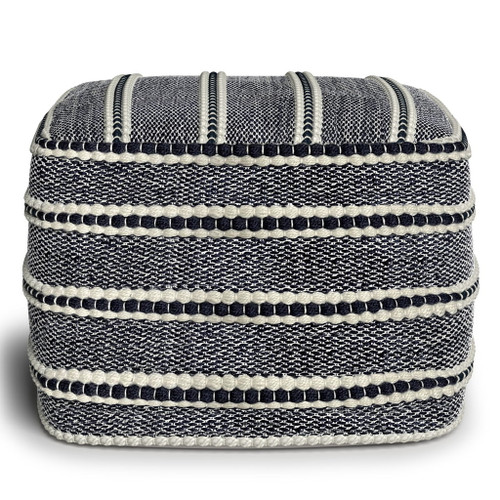Corrie - Square Outdoor / Indoor Pouf - Navy / White