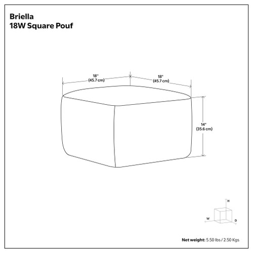 Briella - Square Woven Outdoor / Indoor Pouf - Gray / White