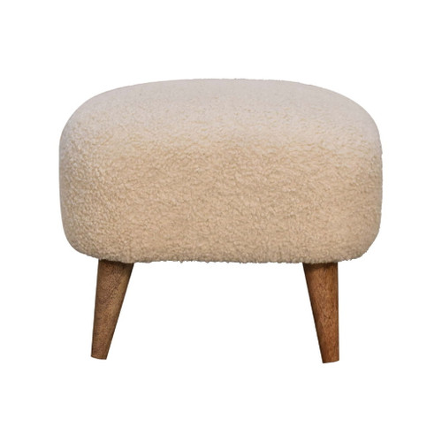 Boucle Square Footstool - Cream