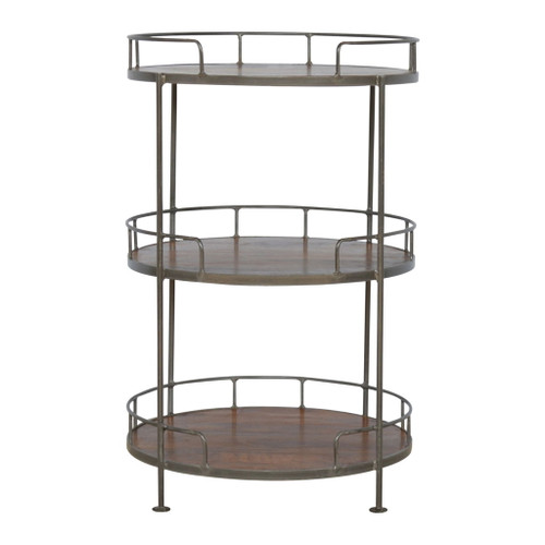 Industrial Round Butler Tray Table - Chestnut