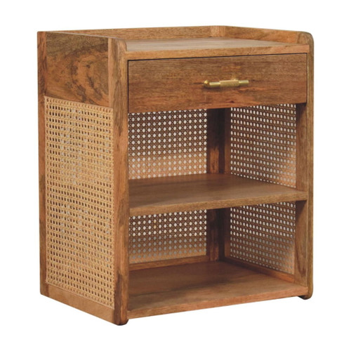 Larissa - T Bar Open Bedside Table - Oak