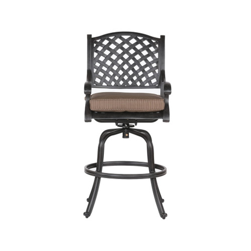 Patio Outdoor Aluminum Bar Stool With Cushion (Set of 2)
