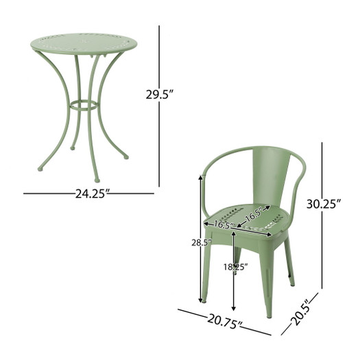 Ambrosia - 3 Piece Bistro Set With Leaf Motifs Top And Seat