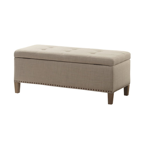 Modern Tufted Top Soft Close Storage Bench With Button Detailing - Light Gray
