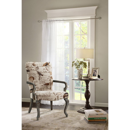 High Back Accent Chair With Goose Neck Arms - Ivory Multi