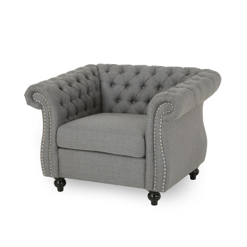 Nexuson - Upholstered Chesterfield Chair With Deep Tufted And Nailhead Trim