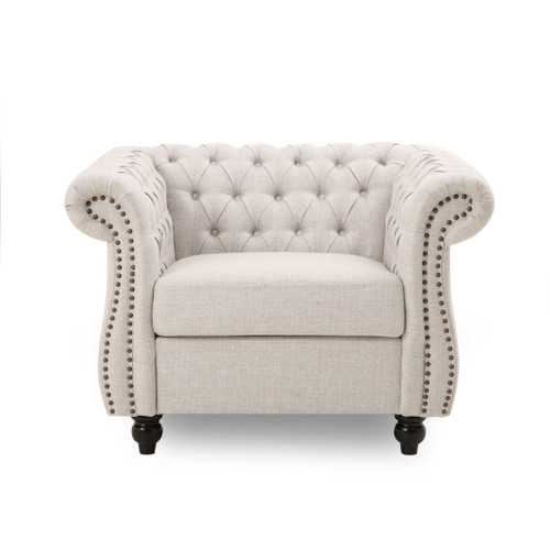 Nexuson - Upholstered Chesterfield Chair With Deep Tufted And Nailhead Trim